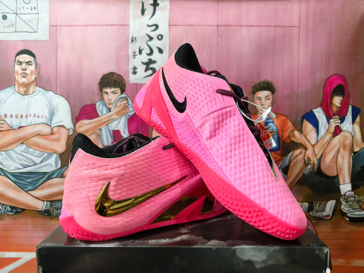 Nike Pink Gold Basketball Sneakers