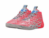 Pink and Gray Basketball Sneakers with Blue Accents