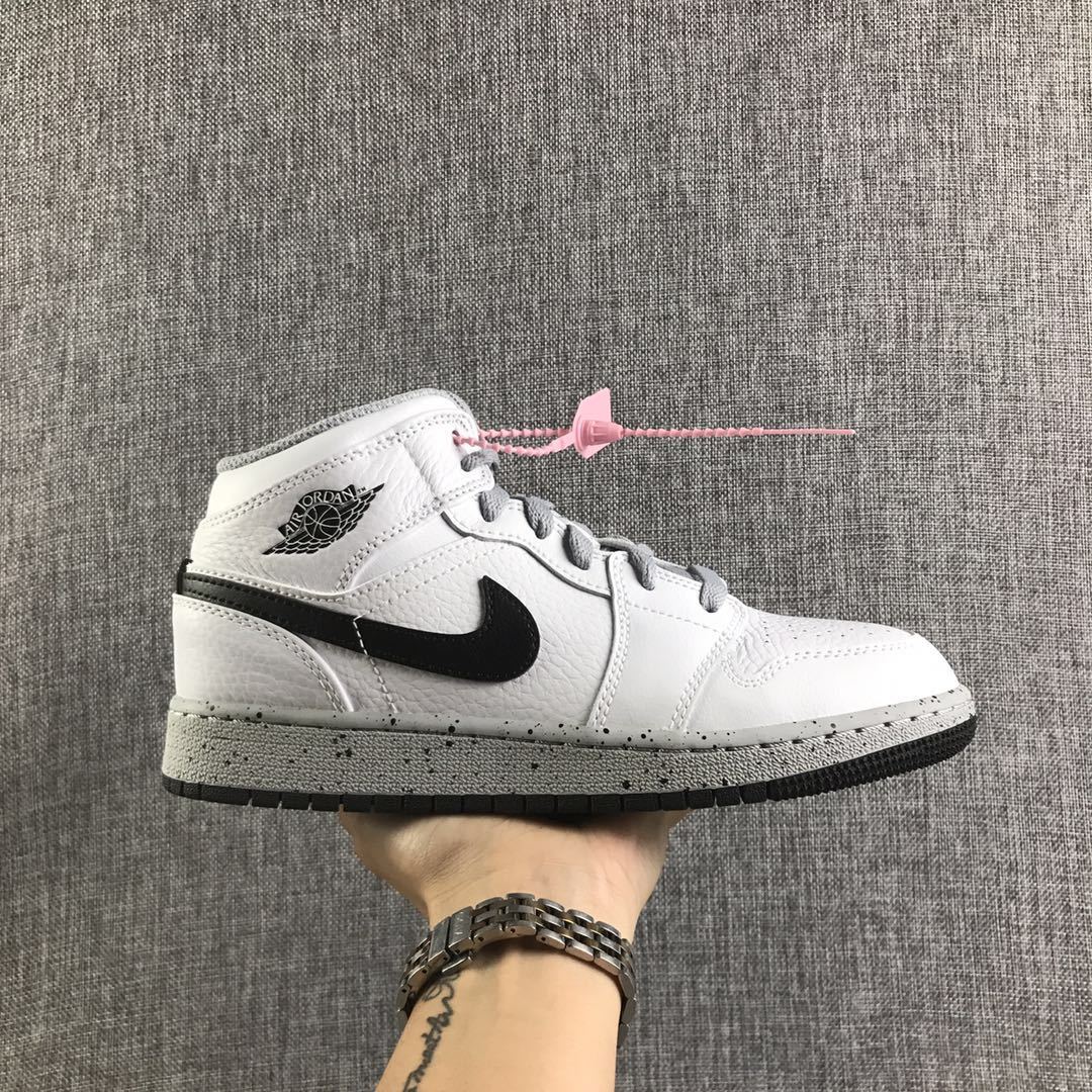 Jordan Air Jordan 1 Mid GS White Cement Sneakers
